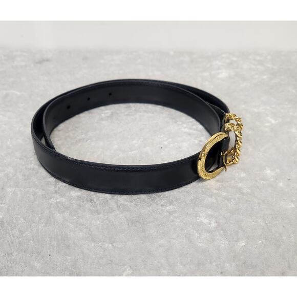 Vintage Paloma Picasso Womens Black Leather Belt with Gold-Tone Buckle-Size XS main image 8